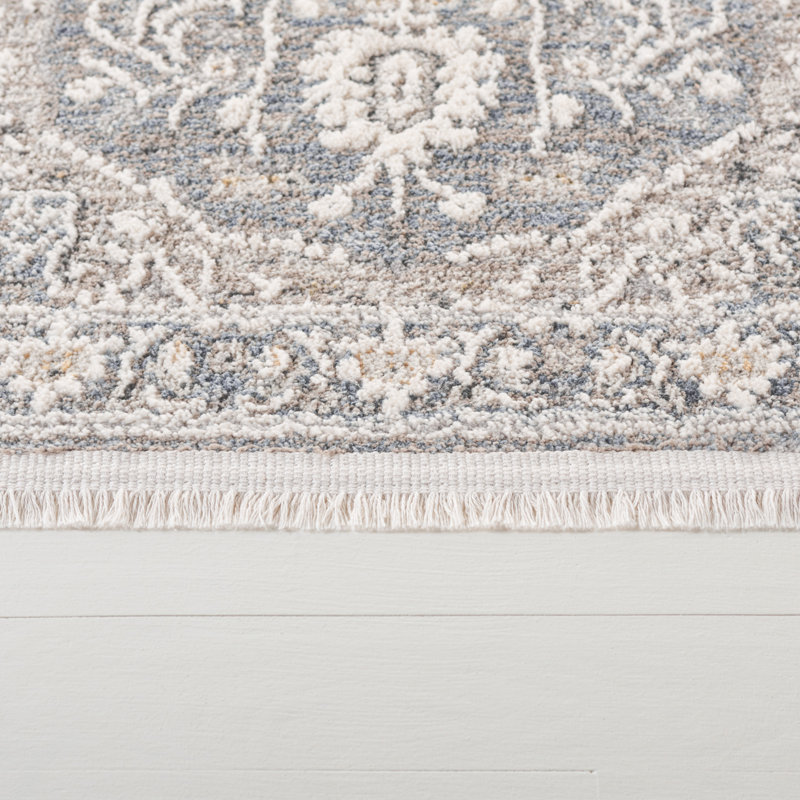 Clover Oriental Area Rug in Blue / Light Grey, Runner 2' x 8'