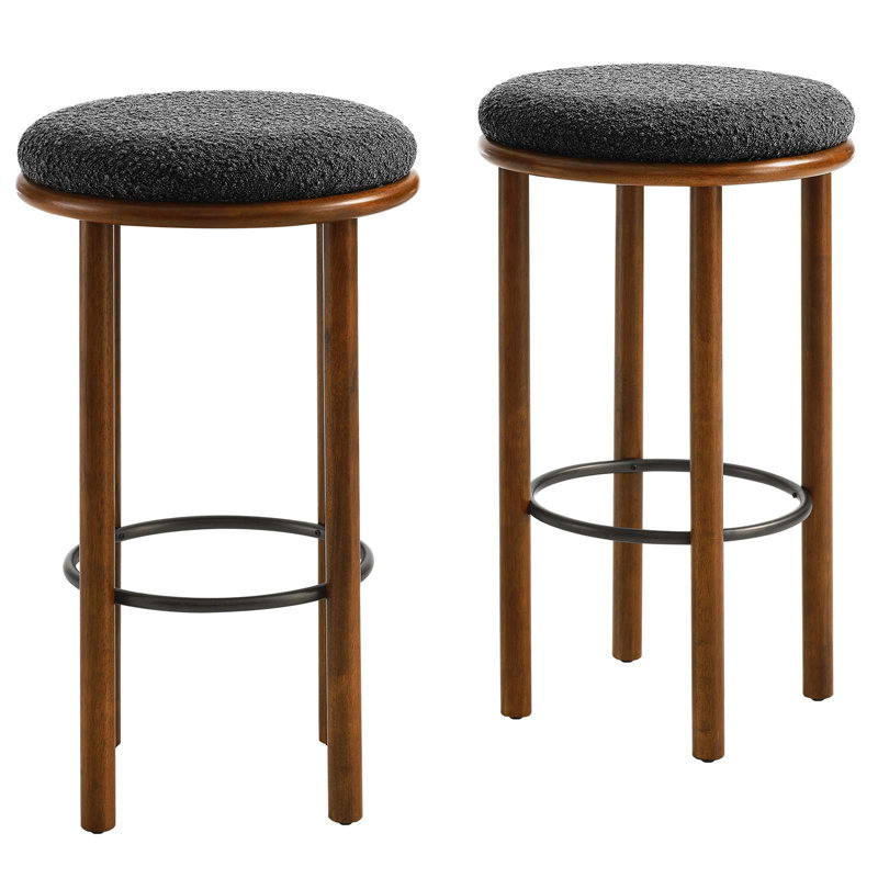 Modway Fable 30" Bar Stool, Walnut, Charcoal