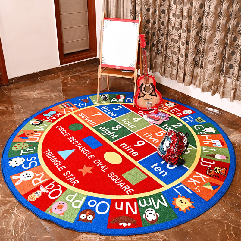 Tapis éducatif bleu / rouge, Rond 5 pi