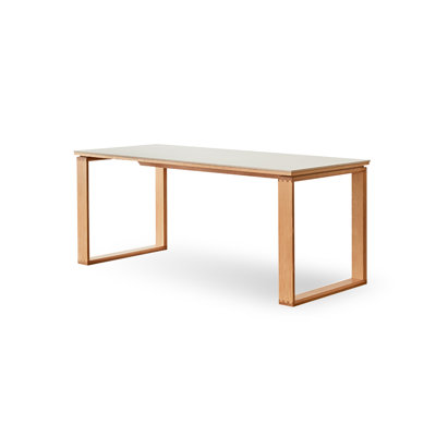 Burlywood + White Rectangular Solid Wood + Sintered Stone tabletop Dining Table