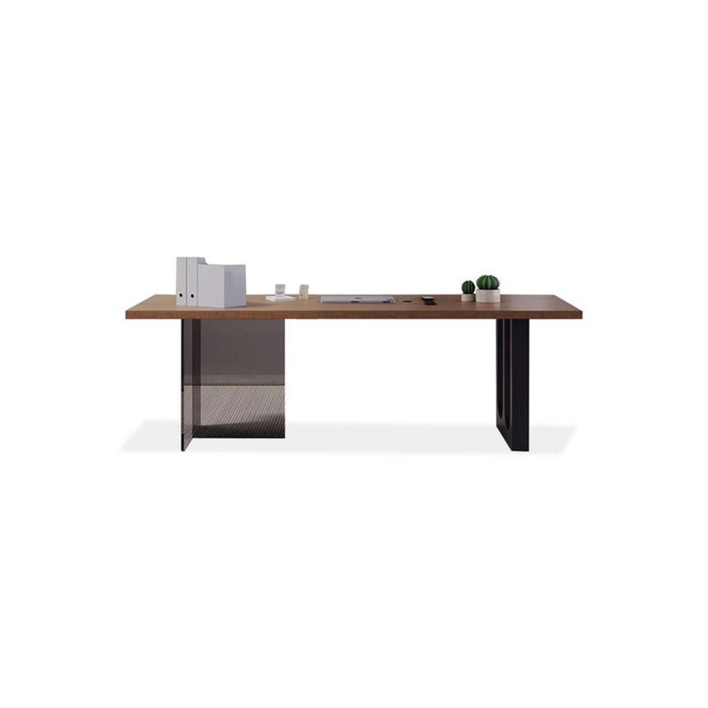 Bureau d'écriture rectangulaire en bois massif noyer, H 29,53 po x l 70,87 po x P 31,5 po