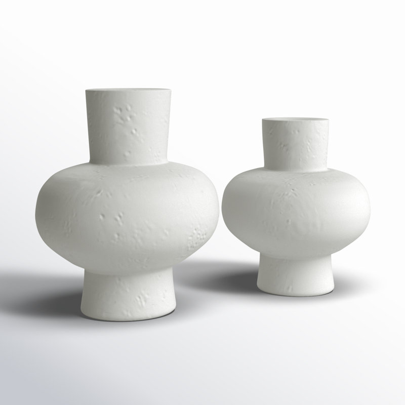 Ensemble de 2 vases de table en grès Ardi, Blanc