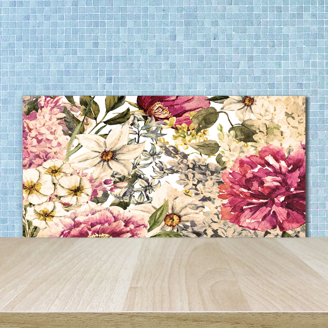 50 cm x 100 cm Glas Spritzschutzpaneel Floral