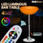 Table de pub Cleethorpes d'extérieur à DEL rechargeable à hauteur réglable avec télécommande