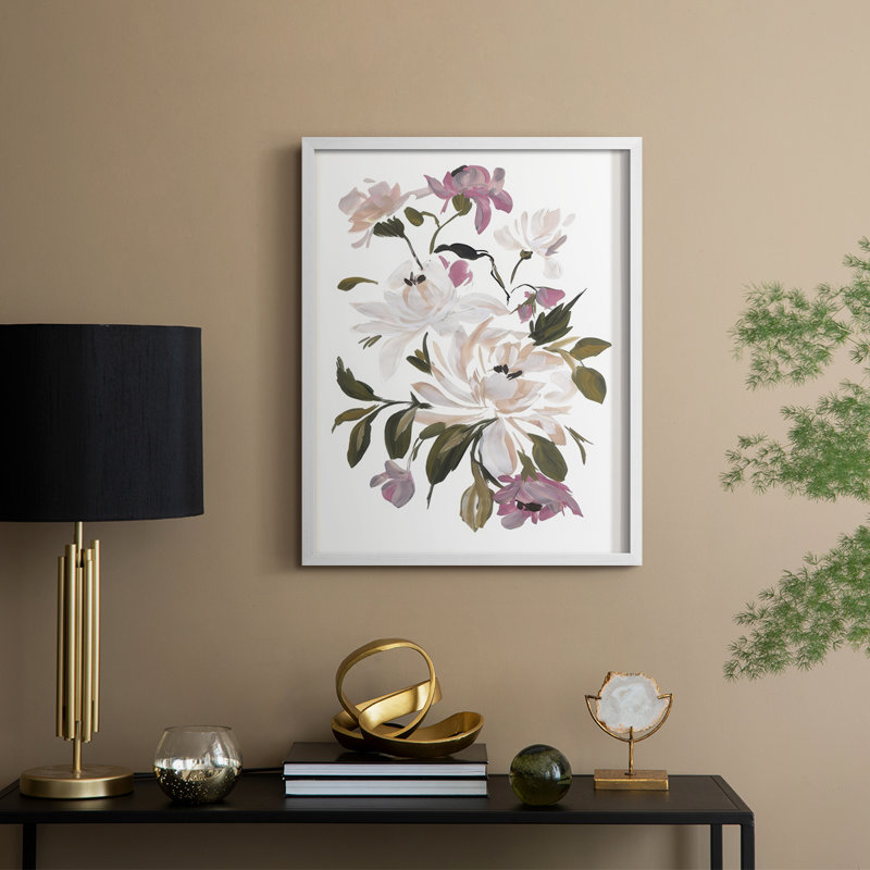 Spring Fling Bouquet V Framed Print - Solid Wood, 15" H x 12" W, White