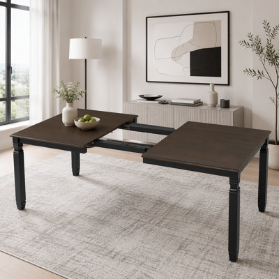 Table de salle à manger extensible 59 à 77 pouces avec pieds en bois d'hévéa