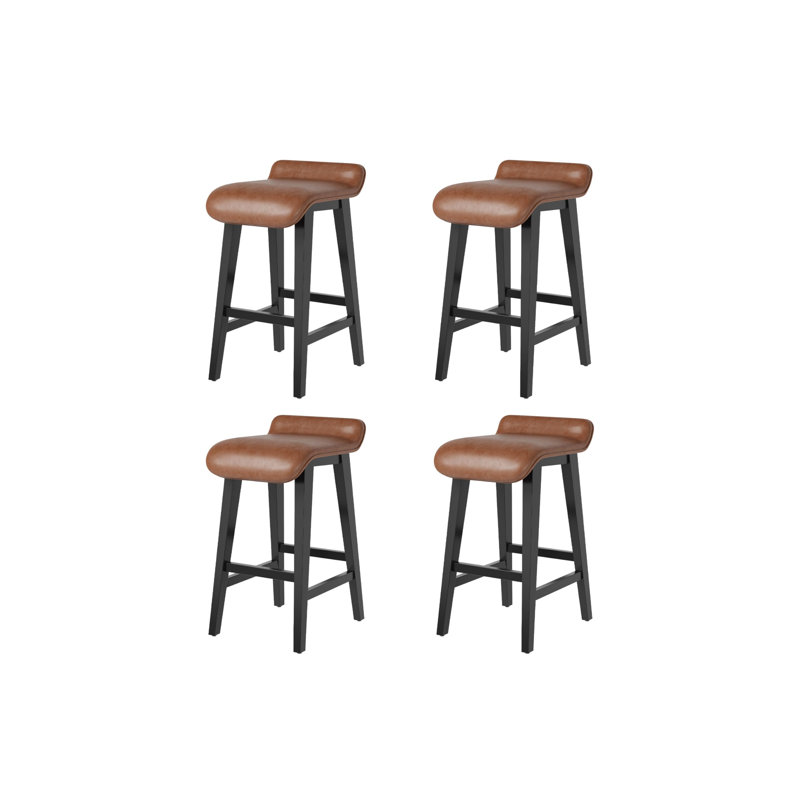 Tabourets de bar, tabourets de bar à hauteur de comptoir avec dossier bas et repose-pieds, structure en bois, Brun, 4
