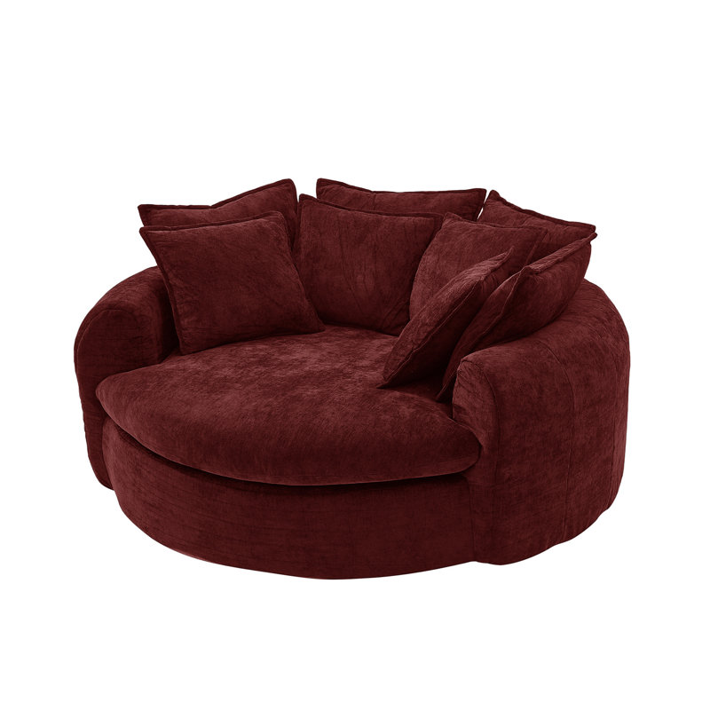 Fauteuil demi-tonneau rembourré avec 8 coussins, Rouge