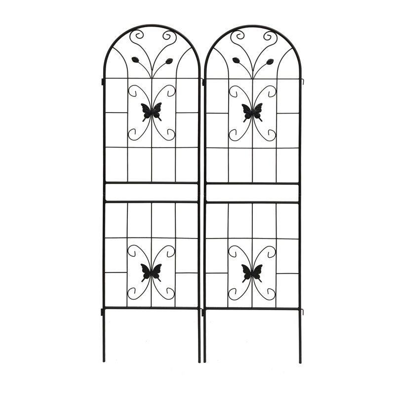 Paquet de 2, treillis de jardin en métal antirouille de 19,7 po pour plantes grimpantes, H 71 po x l 40 po x P 0,2 po, Noir