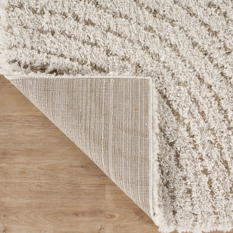 Abani Rugs GLE100A Abstract Circle Shag Cream Area Rug, Rectangle 7'9" x 10'2"