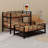 Solid Metal Triple Bunk Bed With Trundle Guardrail ,Ladder And Trundle-1042194501