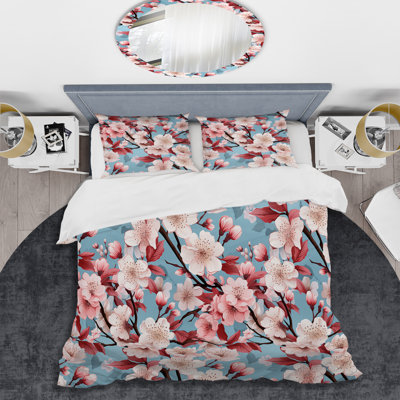 Ensemble de housse de couette en microfibre Cherry Blossom Bliss II