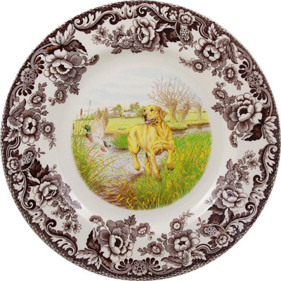 Assiette plate Spode Woodland Dogs 10,5 "Yel Lab