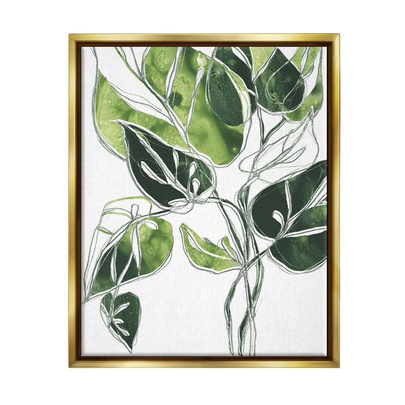 "Intricate Palm Vines", art mural sur toile vert unique par June Erica Vess, H 21 po x l 17 po x P 1,7 po