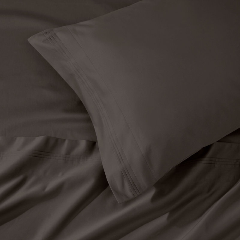 Ensemble de draps en coton égyptien 1000 fils Bba, Ensemble de draps pour très grand lit avec 2 taie, Gris anthracite