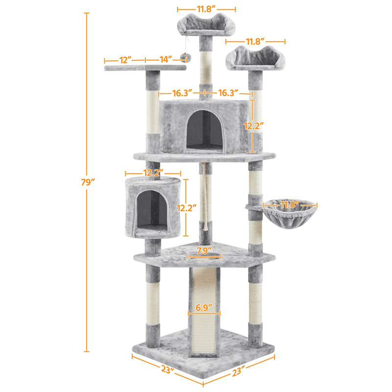 Siebert 79 " H Cat Scratching Post, Light Gray