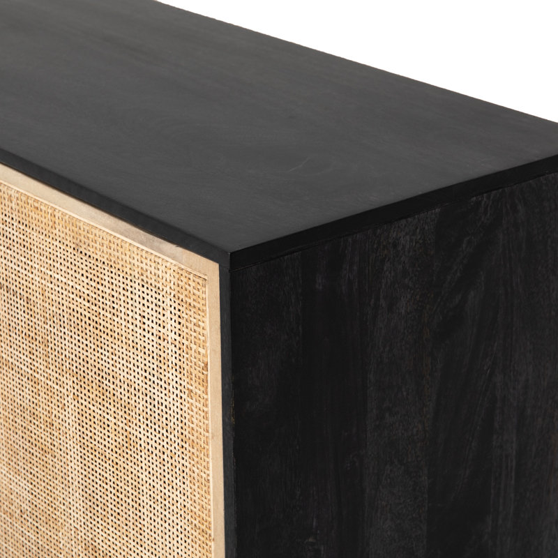 Carmel Sideboard, Black Wash with Natural Cane