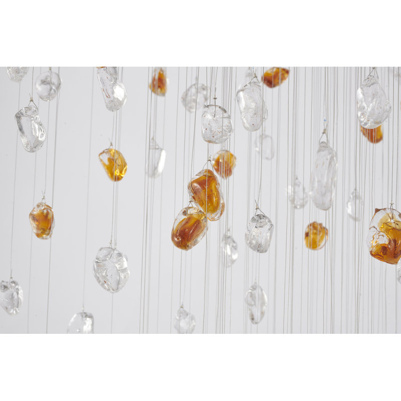 Lustre suspendu en cristal 9 lumières Transitional, H 108 po x l 32 po x P 32 po, Laiton