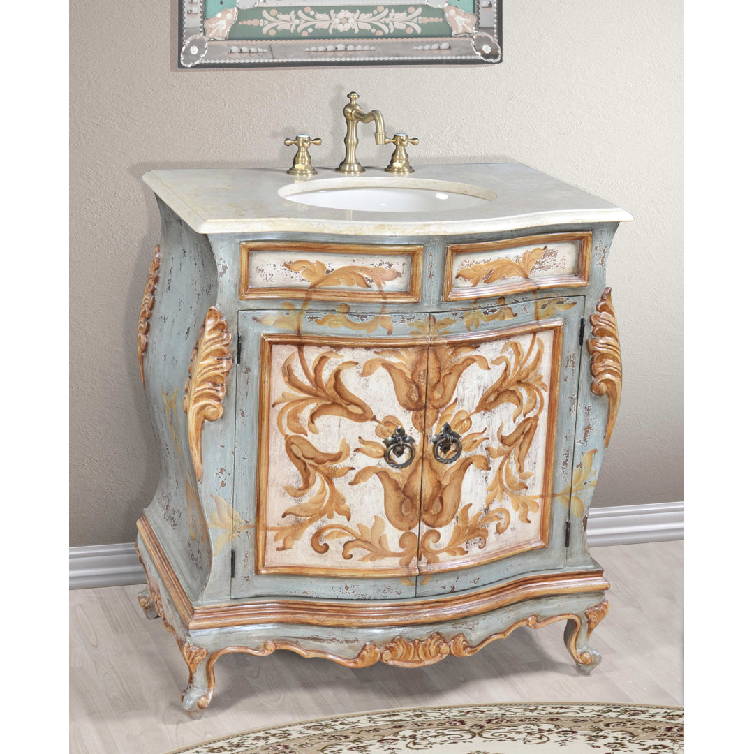 Vogan 33'' Single Bathroom Vanity with Marble Top Astoria Grand