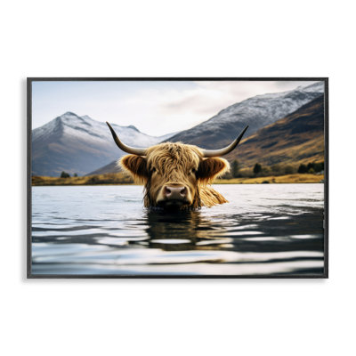 Cattle Peeking from Water Giclee Art by Raymond Powers