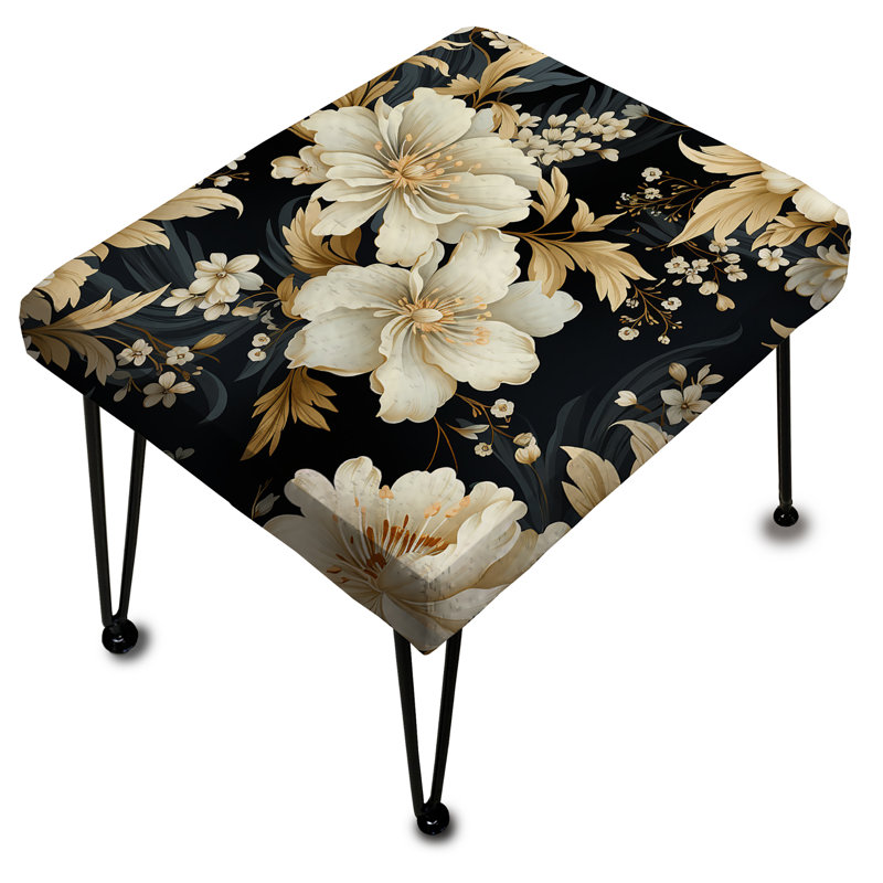 Repose-pieds victorien gris et blanc Elegance II