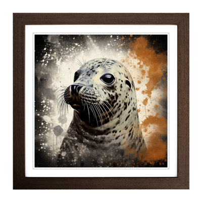 Seal Grunge No.1 - Single Picture Frame Print on Wood