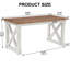 Bureau d'ordinateur en bois massif de 160 cm, table d'écriture rustique de style ferme avec structure en X, grand bureau de direction pour bureau à domicile