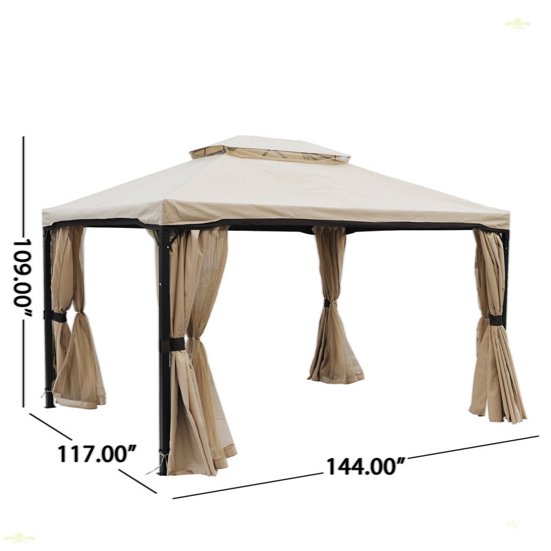 Elina 12 Ft. W x 10 Ft. D Iron Patio Gazebo