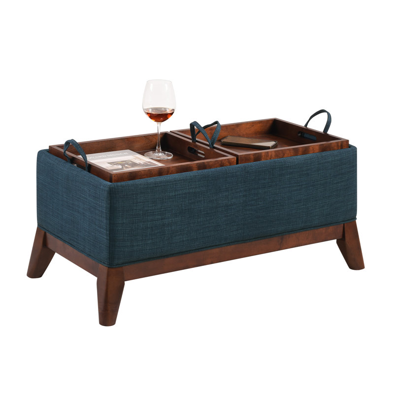 Banc de rangement avec plateaux réversibles Hillcrest, Bleu très foncé