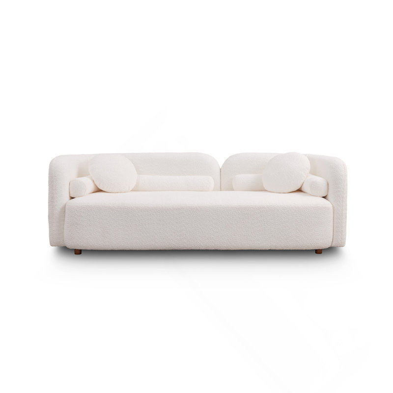 Canapé de luxe moderne pour le salon, canapé rembourré blanc Boucle pour bureau à domicile, 3 places