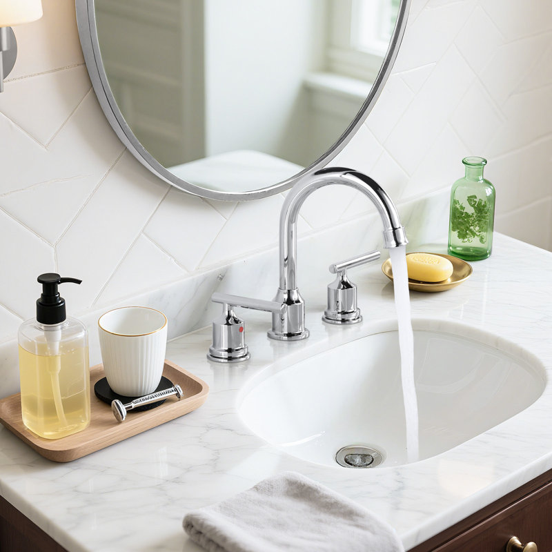 2-handle Bathroom Faucet with Drain Assembly, Chrome