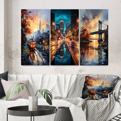 «Colorful New York Bronx», 3 pièces sur toile