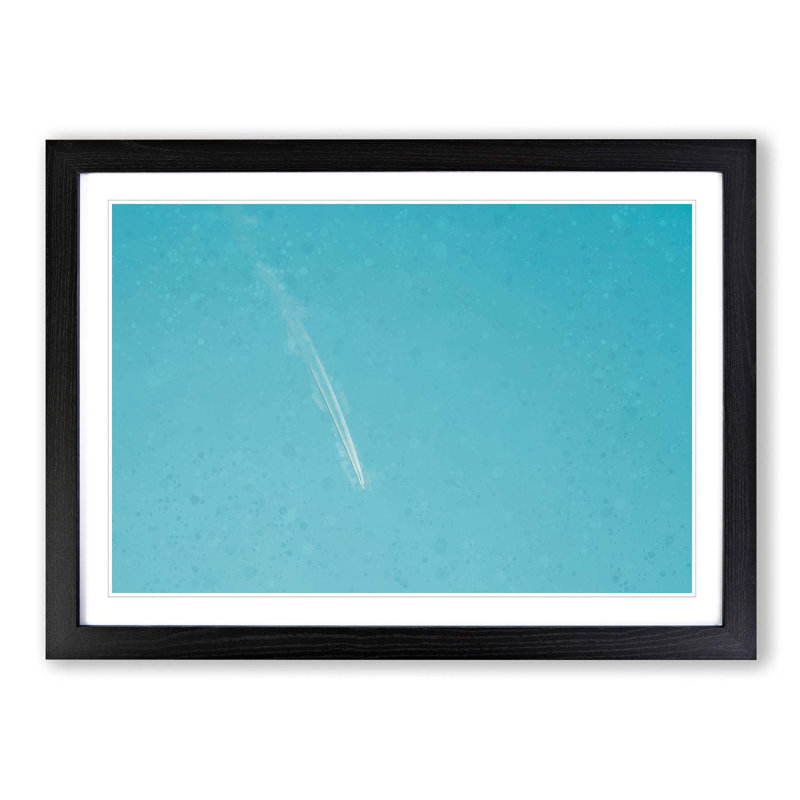 Airplane Trail in the Sky in Abstract - Picture Frame Graphic Art Print, Black Framed, 27cm H x 36cm W x 2cm D