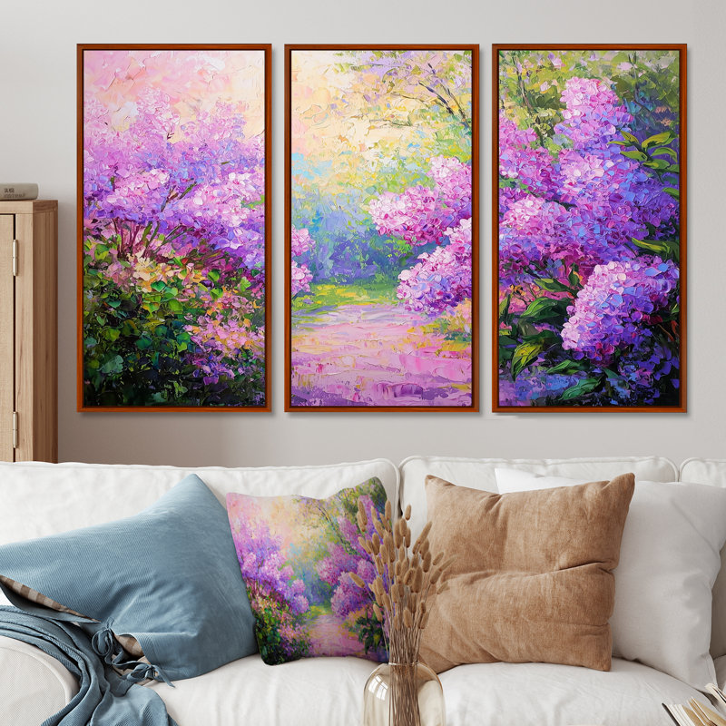 Lilacs jardins dans la campagne française V - ensemble de reproductions d'art mural lilas, H 28 po x l 36 po, Brun