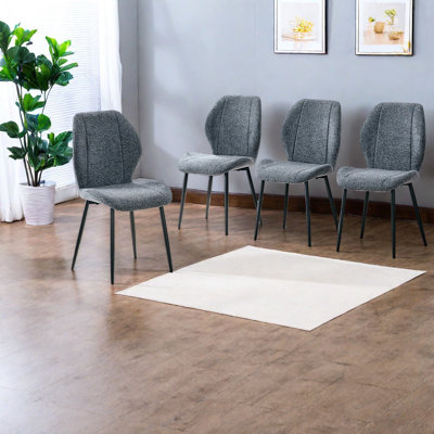 Modern Dining Chairs, Blue Fabric Metal Legs, Spacious For Kitchen Home