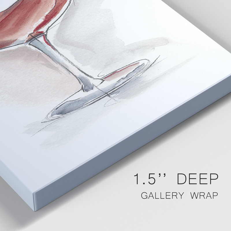 " Wine Glass Study III " 2 - Pieces Painting Print, 12" H x 8" W x 1" D