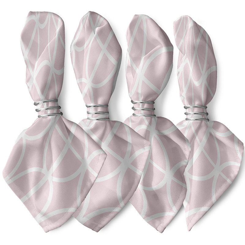Kshaun Polyester Geometric Square Napkin, Pink
