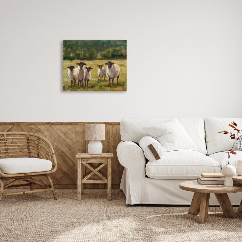 «Flock of Sheep Family Peinture», impression, H 24 po x l 30 po