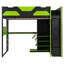 Lit mezzanine double en bois avec bureau, tablettes multiples, lumière USB et RVB-508967778