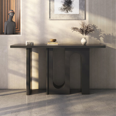Console noire en bois massif