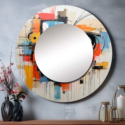 Pop Art Modern Robot III - miroir unique Pop Art, grand miroir mural rond Glam, impression d'art en métal