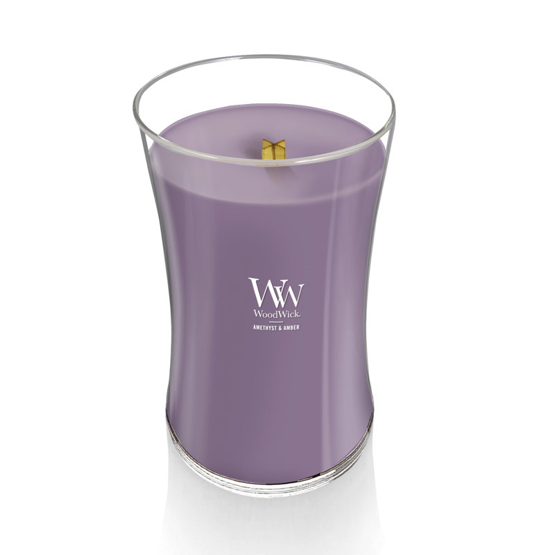Grande bougie sablier WoodWick® Praline, Mauve moyen