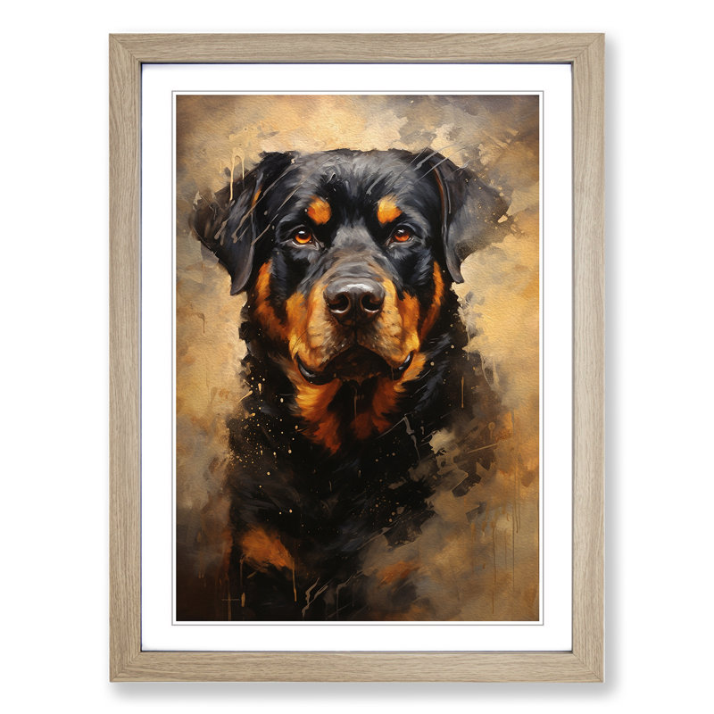 Rottweiler Contemporary - Framed Print, 64cm H x 46cm W x 2cm D, Oak
