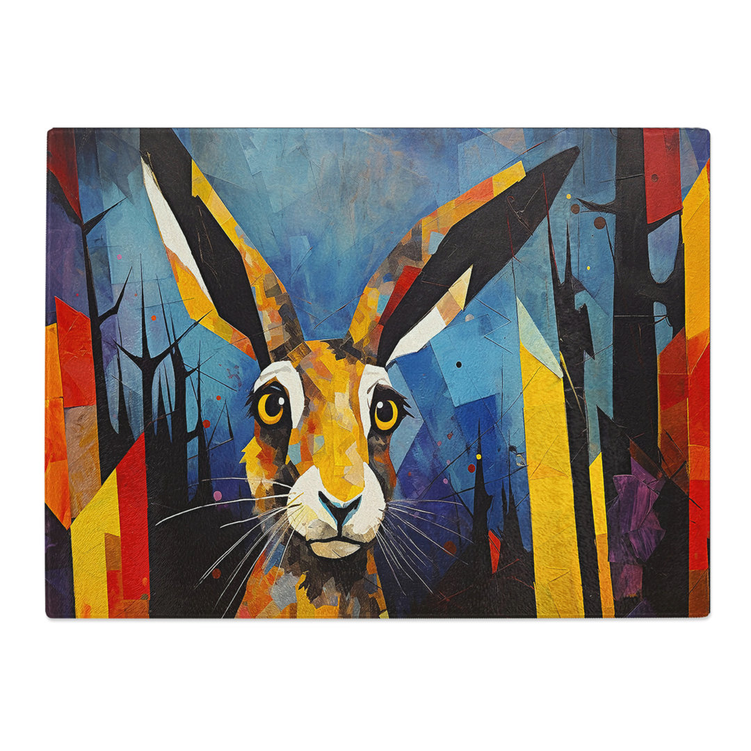 Hare Expressionism No.2  Glass Chopping Board