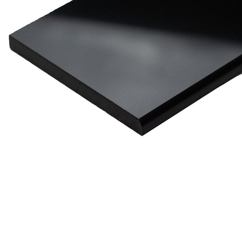 24" x 4" Polished Porcelain Bullnose Tile Trim in Absolute Black