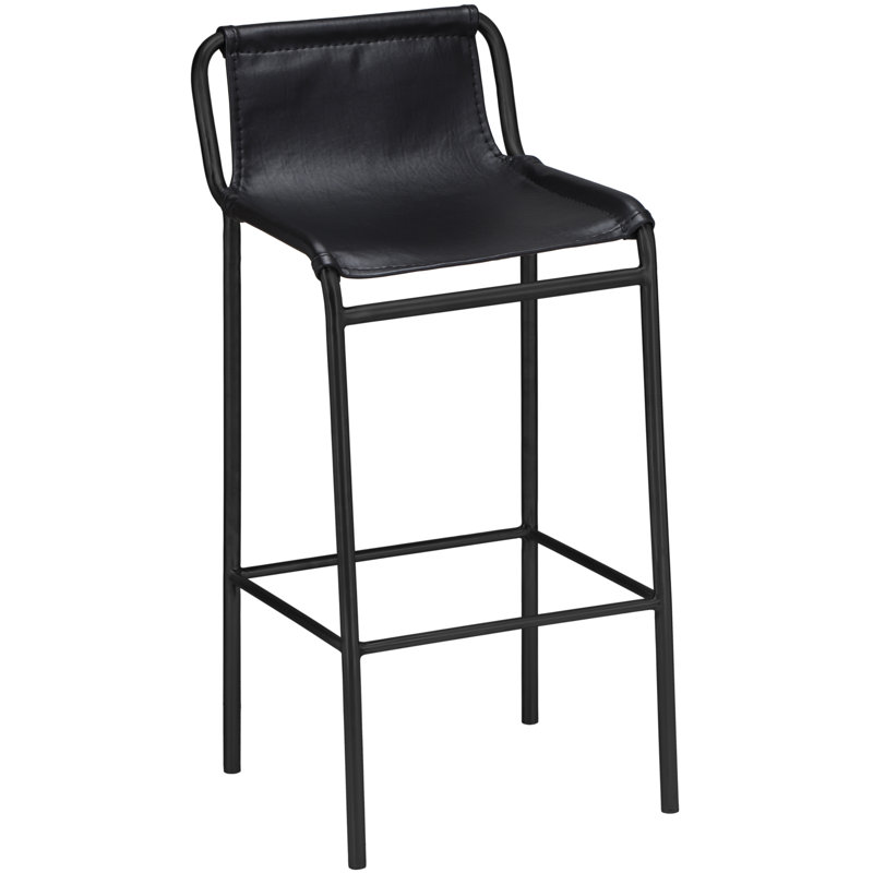 Dax Upholstered Counter Stool with Metal Frame, Black Vegan Leather