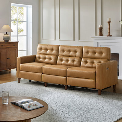 Gurdarshan Leather Dual-Motor Power Reclining Sofa
