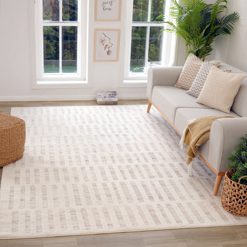 Tapis intérieur moderne, beige crème., Rectangle 5 pi 3 po x 7 pi 7 po