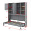 Lit escamotable mural avec armoire supérieure, tablettes, lit pliable peu encombrant avec éclairage et port USB-498700007