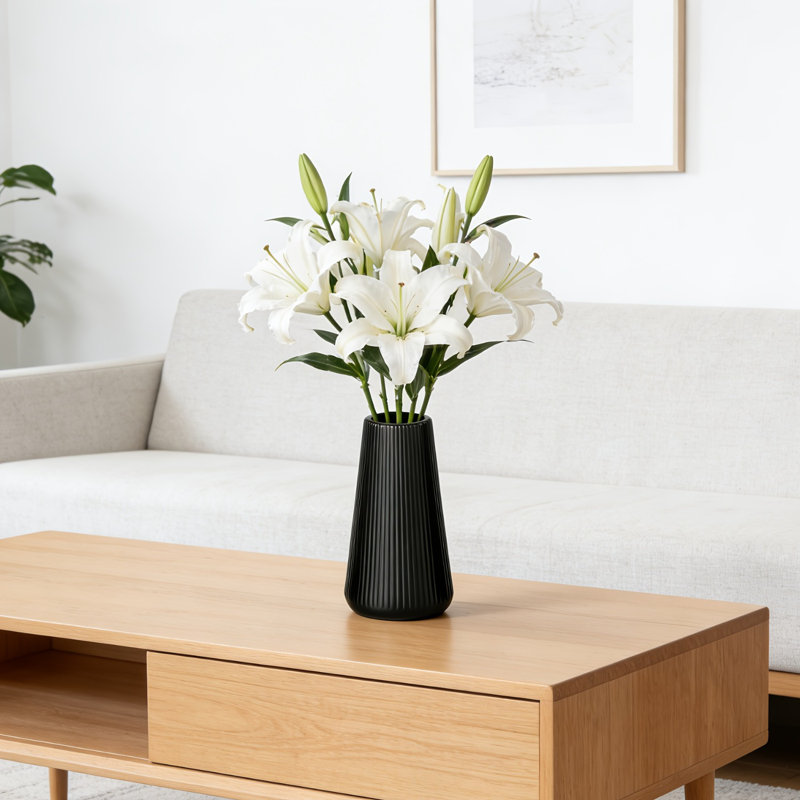 Ensemble de 3 vases en céramique noirs, petits vases à fleurs décoratifs pour la pampa